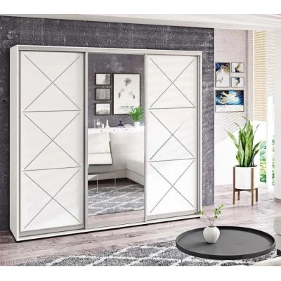 Sliding wardrobe 2.7 m "Provence" painted high gloss three-door with mirror